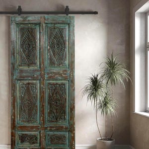 Antique Carved Single French Door | One Of A Kind | Vintage Hinged Door | Custom | Rustic Farmhouse Interior Exterior Ranch Barn Door 80x38