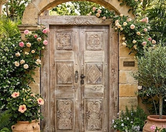 Antique Indian Doors Carved Om Teak Wood Exterior Entry Door With Frame 80x50