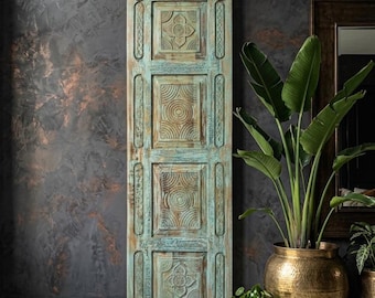 Vintage Floral Carved Teak Wood Door: Exterior, Interior, Hinged or Sliding Barndoor 96X29.5