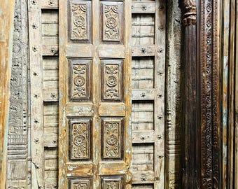 Antique Hand-Carved Door | Boho Solid Wood Door| Unique Rustic Patina | Pantry Closet Door | Custom Door | Rustic Farmhouse 80x21.5in