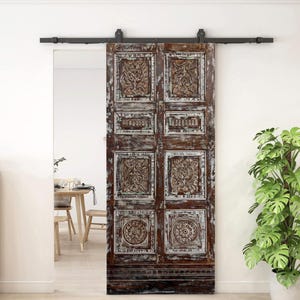 Antique Hand-Carved Teak Wood Door: Rustic Ranch Farmhouse Single Hinged or Barndoor, 80x35in