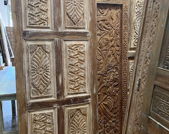 Antique Ornate Carved Wood Door: Boho Farmhouse Barn Door 82x32
