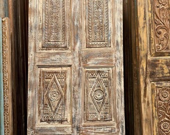 Vintage Spanish Style Solid Wood Carved Door | Rustic Single Barn Door | 80x34