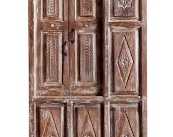 Antique Reclaimed Wood Garden Door, Hand Carved Statement Door, Architectural Salvage, 84x39
