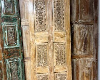 Antique Carved Wood Barn Door – Rustic Studs Farmhouse Pantry Statement Decor 80x27