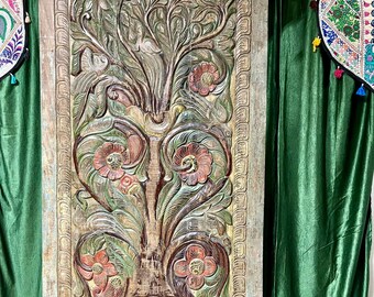 Tree Of Life Hand Carved Door Interior Door Custom Barndoor Wellness Decor Authentic Boho Wall Art Yoga Studio Door 84x41inches