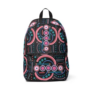 Sac à dos unisexe coloré en tissu avec design abstrait, cartable tendance, cartable artistique, sac de voyage élégant, cadeau unique pour