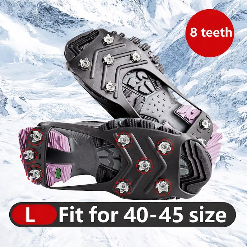 Anti-slip Ice Cleats for Shoes – Winter Snow Grips With 8 Steel Spikes ...