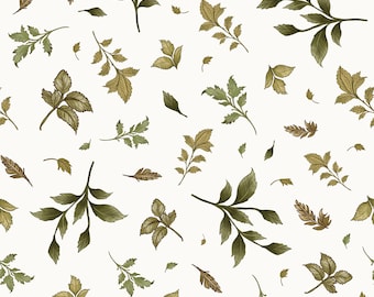 Motivo a foglie vintage senza soluzione di continuità JPG, carta digitale botanica con fogliame, design verde per giardino in stile cottage, motivo per carta da parati in tessuto, download digitale