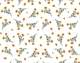 Vintage Yellow Daisy Seamless Pattern,Cottagecore Floral Digital Paper,Botanical Wildflower Print,Spring Flower Background,digitsl download