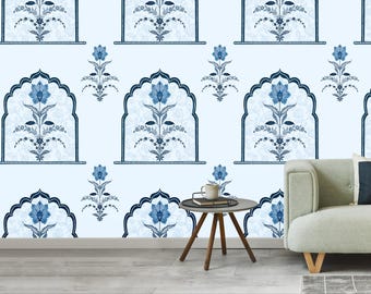 Indigo Floral Pattern Bundle: Mughal Arch, Indian Block Print (Digital Download)