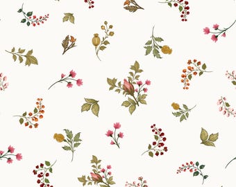 Motivo botanico vintage senza soluzione di continuità JPG, decorazione floreale da giardino in stile cottage, carta digitale con fiori selvatici e bacche, design per carta da parati in tessuto (download digitale)