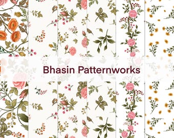 Paquete de papeles digitales florales vintage, patrones románticos de jardín inglés, papeles sin costuras estilo cottagecore, fondos imprimibles de rosas rosas,