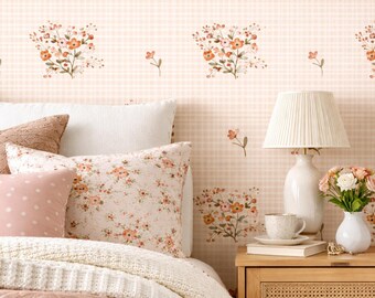 Pacchetto di carte digitali a quadretti rosa con motivi floreali / Carta per scrapbooking di San Valentino / Kit di junk journal con motivo floreale rosa in stile cottagecore