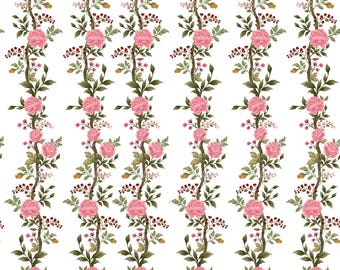 Carta digitale senza cuciture con motivo floreale vintage a righe (JPG), peonia rosa, design botanico per carta da parati in stile cottage garden (download digitale)