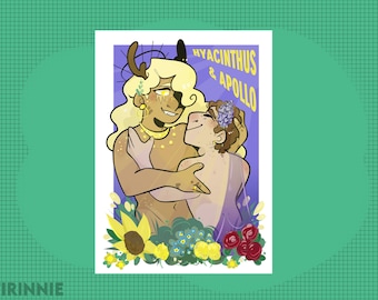 PRINT Art Greek Mythology APOLLO and HYACINTHUS by Firinnie