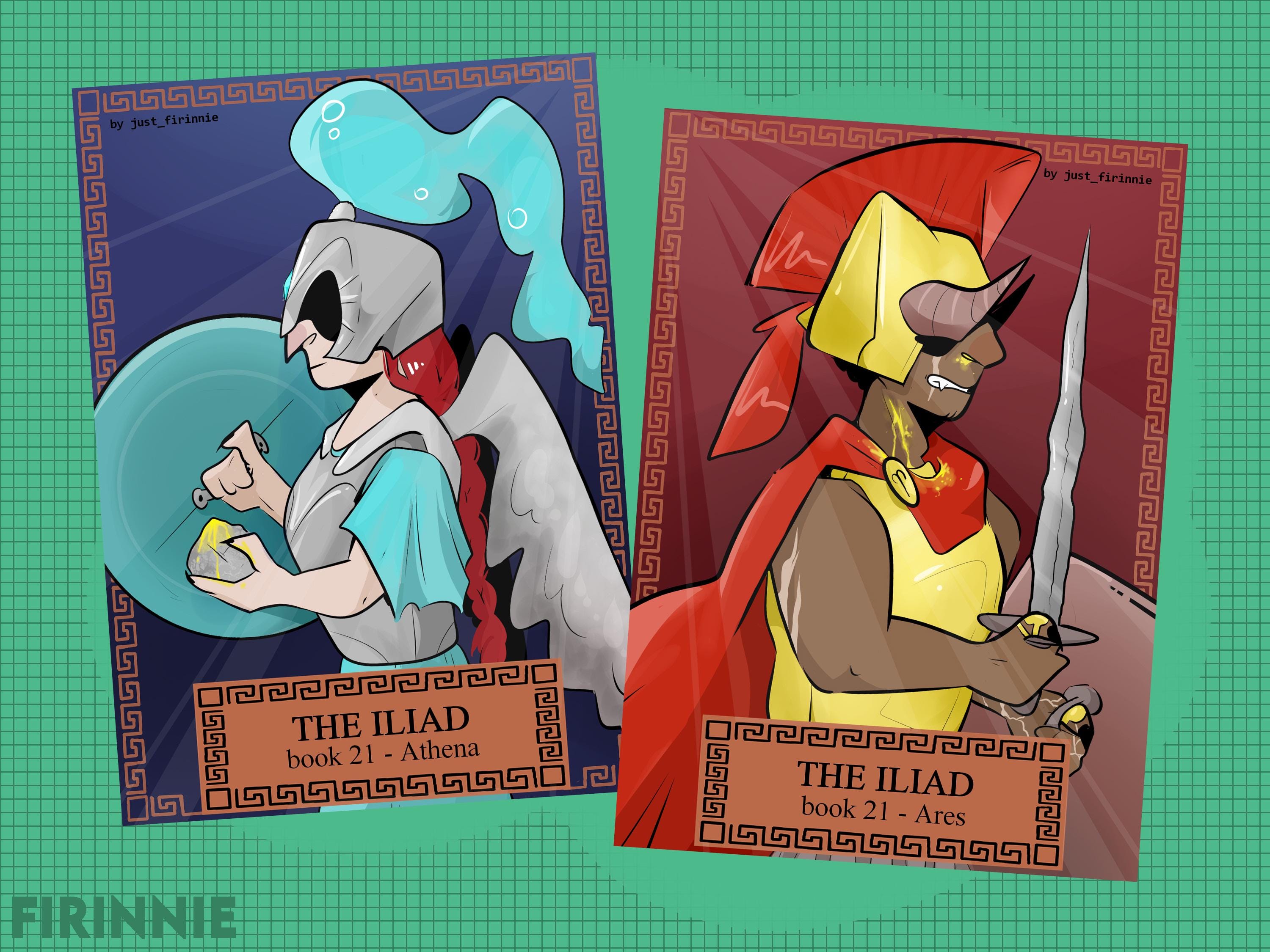 PRINT Art Greek Mythology ATHENA or ARES by Firinnie