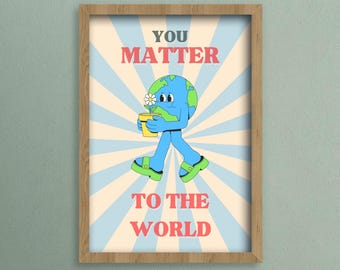 Retro Earth Positive Affirmation Print: 70s Style A4 Art (Digital Download)