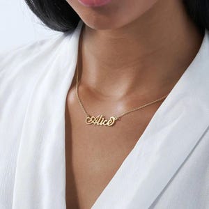 Collar de acero inoxidable personalizado con nombre - Joyas de oro para mujer - Regalo personalizado - Gargantilla - Colgante con letra cursiva