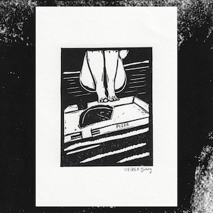Format carte postale – Linogravure originale – Pizza | Linogravure, Illustration, Cartes postales, Impression d'art, Art original, Art mural