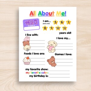 All About Me Printable, First Day of School Interview, Favorite Things List, Get to Know Me Worksheet, Getting To Know You, Student
