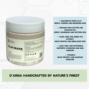 Natural Clay Face Mask | Gentle Pore Cleanser | Vegan Skincare | Handmade Face Care for All Skin Types