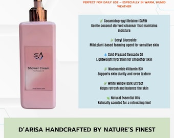 Gel de baño en crema natural: aroma floral vegano, aceite de aguacate