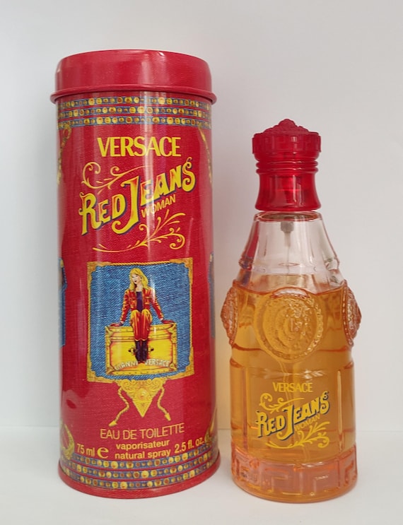 Versace, Vintage GIANNI VERSACE Red Jeans Woman Eau de Toilette Spray 75ml – 80% Full – Made in Italy
