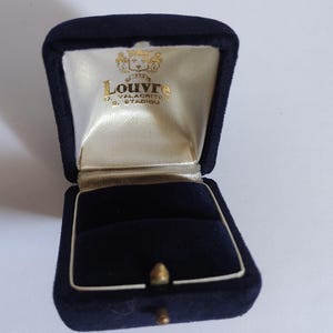Vintage Dark Blue Ring Box Jewelry Case Empty