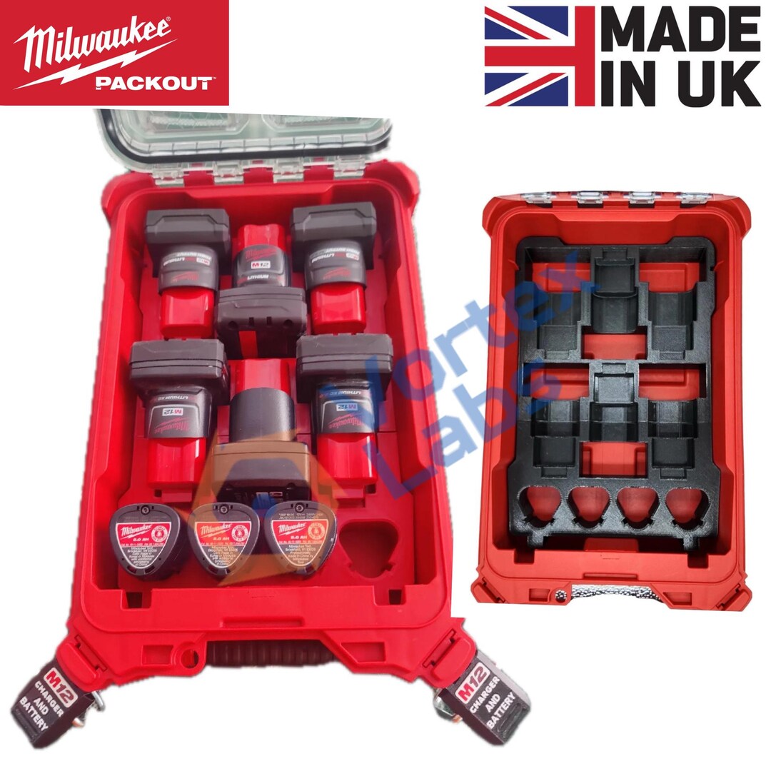 Milwaukee Packout Insert for 48-22-8435, 4932464083 10X M12 Battery ...