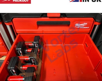 Milwaukee Packout Insert for Drawer 5x M12 XC Battery Storage Organiser Tray