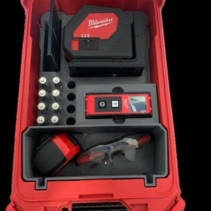 Milwaukee Packout Insert 3421 Green Cross Line Laser & 48-22-9801 65&#39; Distance Meter | Compact Organiser Box 48-22-8435 + 932464083