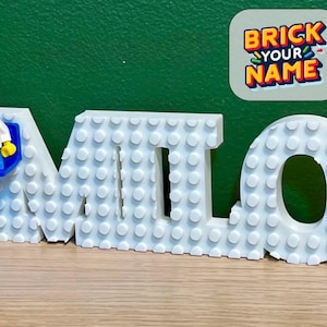 Personalised Kids Name Sign Built with Lego Style Bricks | Custom Name Wall Art Gift for Boys Girls | Colourful Bedroom Nursery Decor