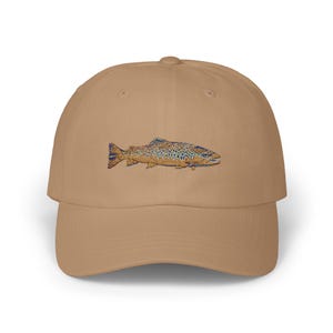 Embroidered Brown Trout Classic Dad Cap, Outdoor Fishing Hat, Men&#39;s Fisherman Baseball Cap, Vintage Angler Gift, Adjustable Fly Fishing Cap