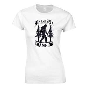 Bigfoot Hide & Seek Champion for Women, Girls Sasquatch Shirt, Retro Vintage Big Foot, Funny Gift for Camping Lover, Hiking Tee
