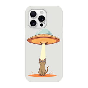 Cat Abduction UFO Alien Aesthetic Phone Case – Flexible, Transparent, Impact-Resistant for iPhone 16, 15, 14, 13, 12, 11 Pro Max X XR XS 8