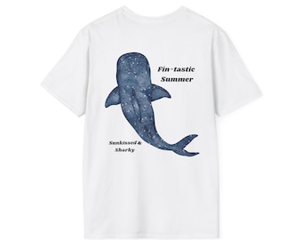 Shark Themed Unisex Softstyle T-Shirt, Ocean Lover Gift, Summer Vibes Apparel, Beachwear, Casual Wear, Shark Enthusiast Tee