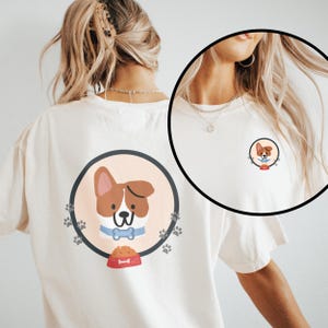 Cartoon Corgis Hunde TShirt | Niedliches Welpen-T-Shirt mit blauem Pfoten-Abdruck-Kreis |  Hunde-Grafik-Hemd | Geschenk für Corgis-Liebhaber | Unisex Haustier-T-Shirt