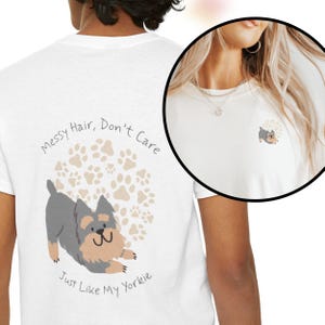 Maglietta con Yorkshire Terrier / Maglietta con simpatico cartone animato Yorkshire / Maglietta con stampa fronte e retro / Regalo per amanti dei cani / Abbigliamento unisex per animali domestici / Maglietta con cucciolo
