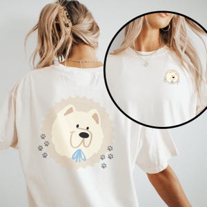 Koszulka z Samoyed Dog | Uroczy, kreskówkowy t-shirt z motywem szczeniaka dla miłośników zwierząt | Prezenty | Wydarzenia związane z adopcją zwierząt | Ubrania codzienne | Urodziny | Duży t-shirt dla zwierząt
