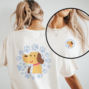 Beagle Liebhaber T-Shirt | Niedliches Cartoon-Hund-Grafik-T-Stück | Beagle Geschenk Frauen T-Shirt | Hunde Mama Ästhetisches Shirt | Beagle Pfotenabdruck Design