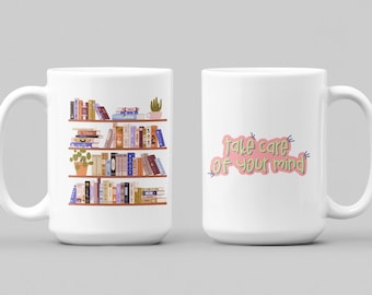 Keramische zelfzorgmok: boekenliefhebber cadeau, inspirerend citaat