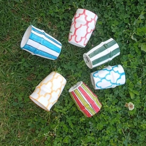 Set of 4 Handmade Moroccan Ceramic Glasses – Colorful Fakhar Tea Cups – Traditional Pottery
