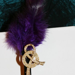 Purple Feather Headband With Gold And Pearl image 3