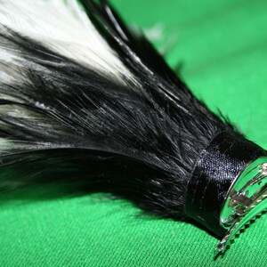 Big Feather Barrette Cream and Black Oversized Hair Clip image 4