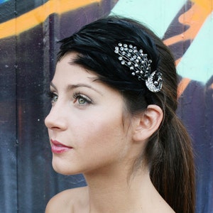 Black Peacock Feather Headband With Gothic Crystal Peacock - Etsy