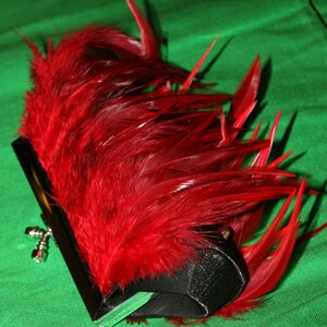 Red Feather Clutch Purse with Jeweled Clasp image 2