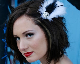 Feather Barrette Wedding with Swarovski Crystal Accent