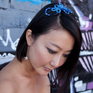 Blue Beaded Headband with Chinese Frog Closure image 1