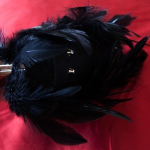 Black Feather Clutch Purse with Jeweled Clasp Inspired by Edgar Allen Poe's Raven image 3